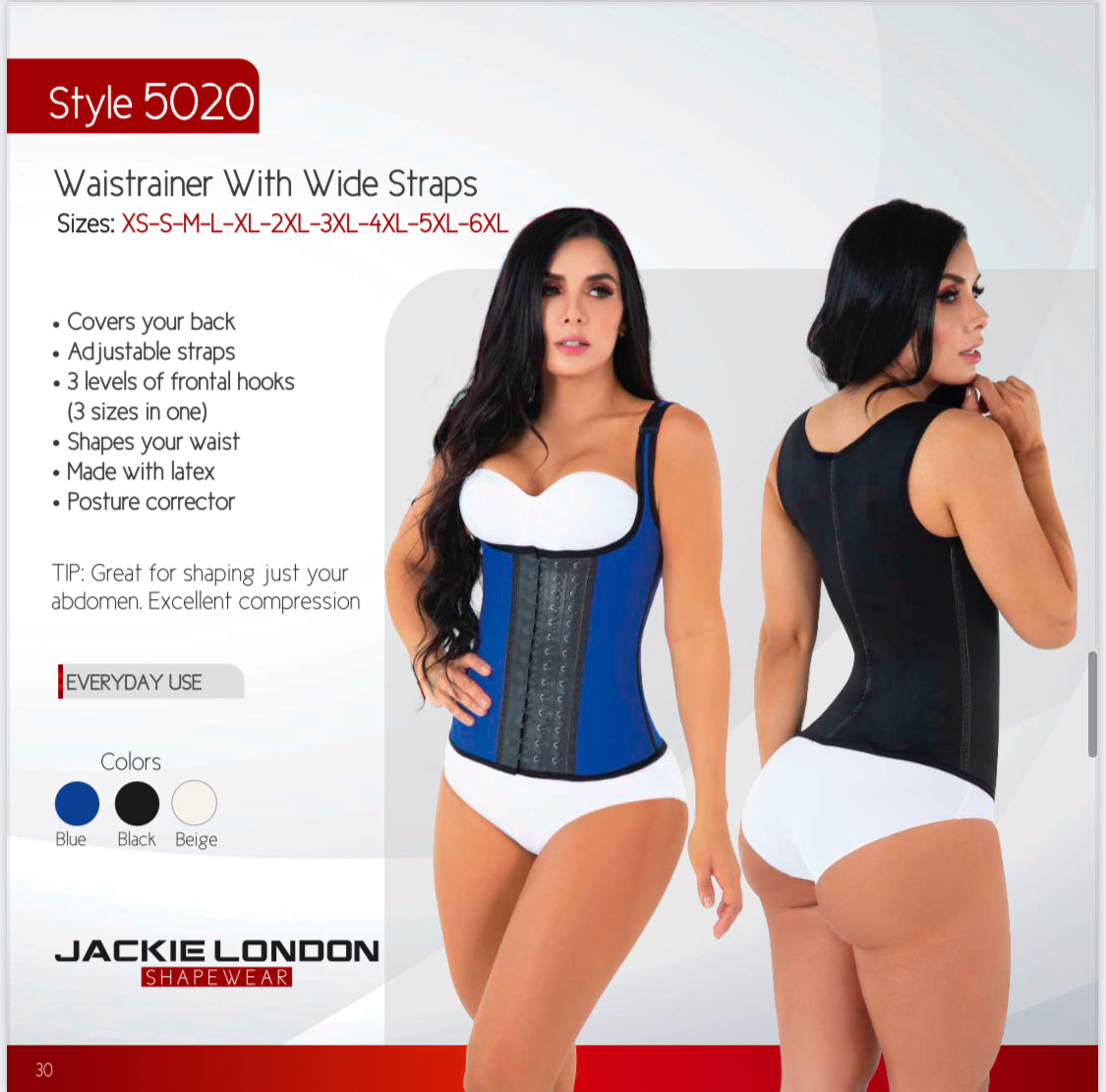 JACKIE LONDON 5020 - Waist Trainer With Wide Straps